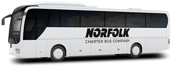 a charter bus with Norfolk Charter Bus Company branding